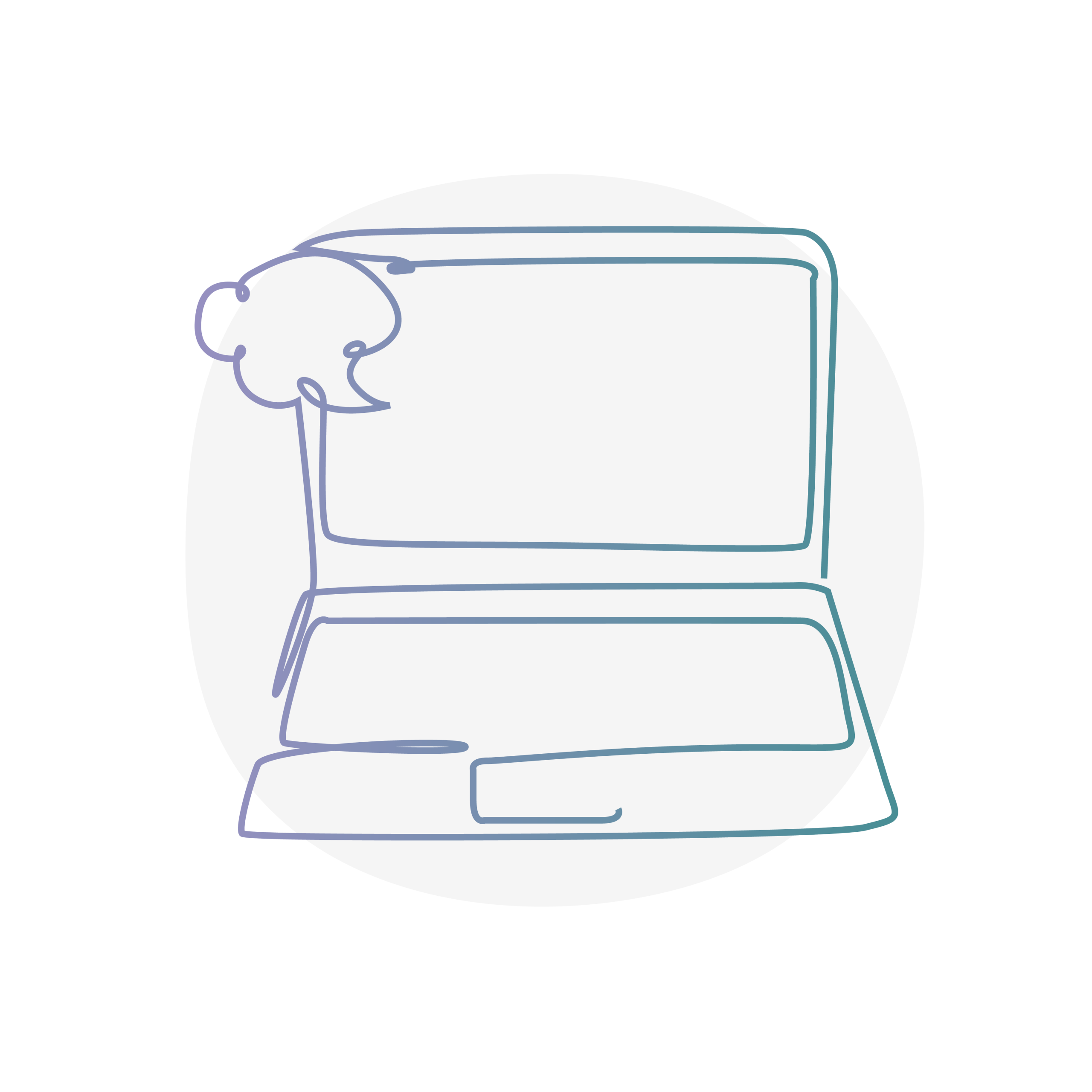 Laptop icon with a speech bubble in top left